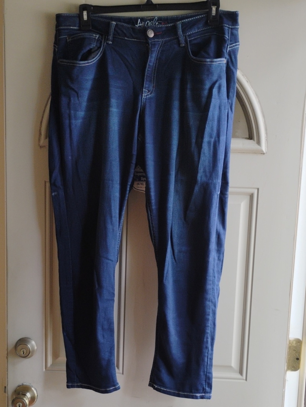 Angels Women's Straight Stretch Jeans in Dark Blue Denim